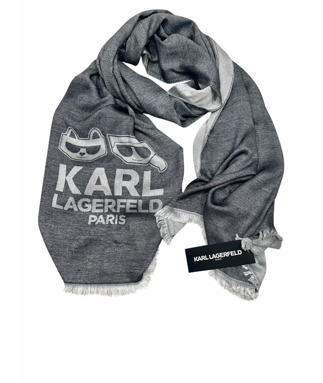 KARL LAGERFELD Серый шарф, фото 1