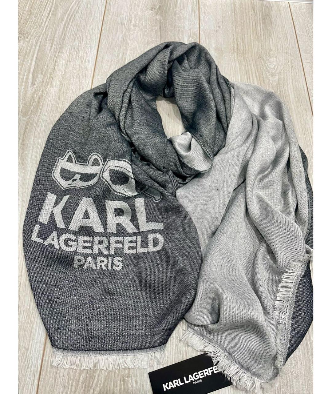 KARL LAGERFELD Серый шарф, фото 2