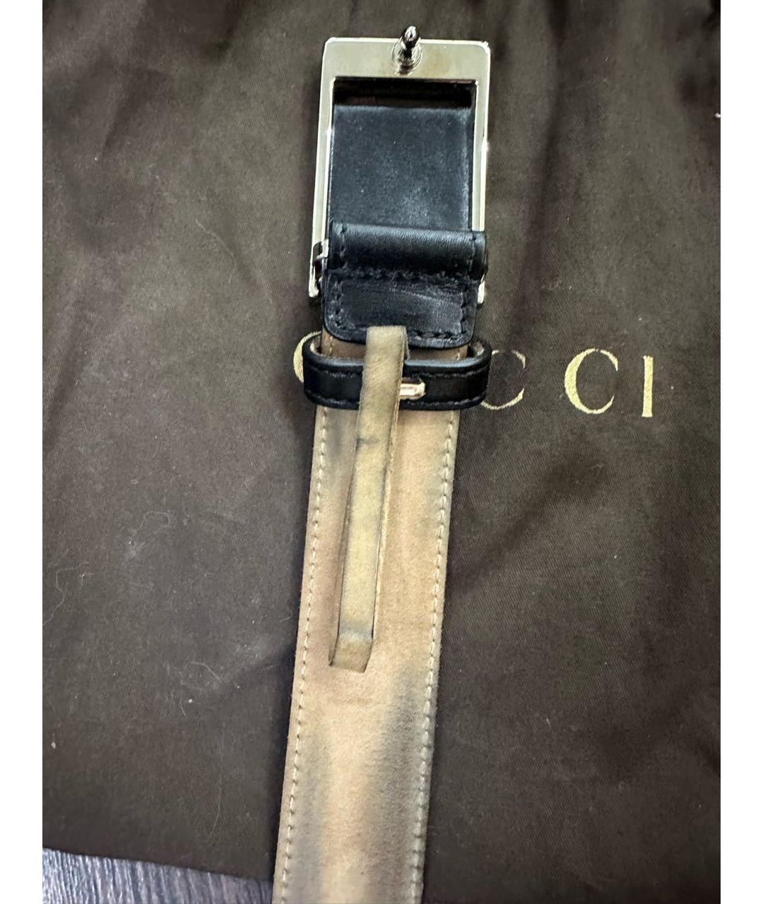 GUCCI Черный кожаный ремень, фото 5