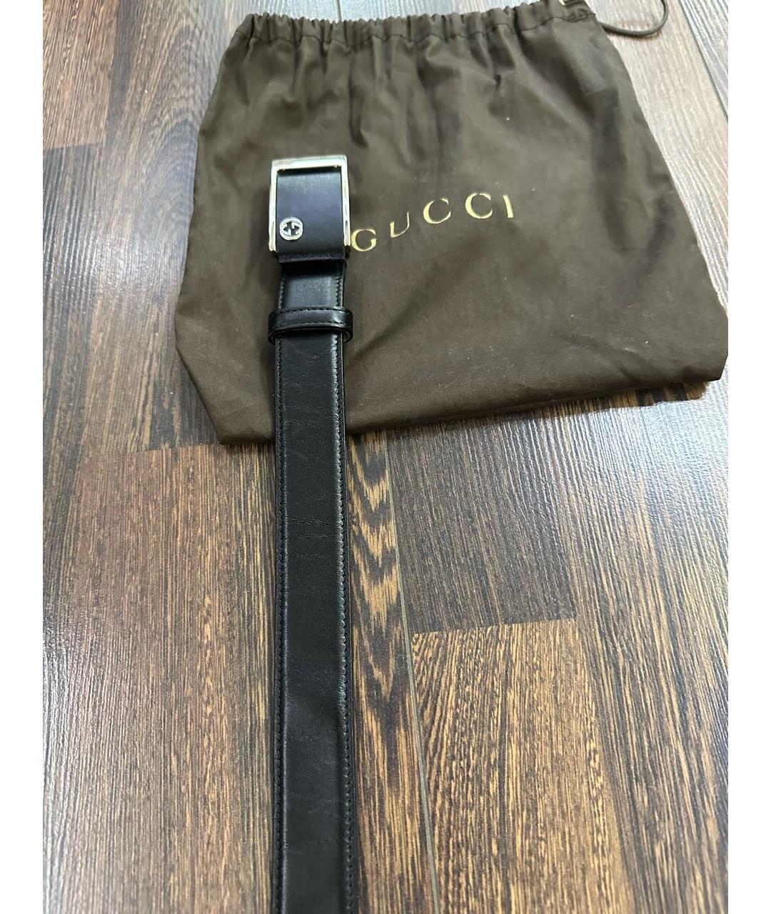GUCCI Черный кожаный ремень, фото 3