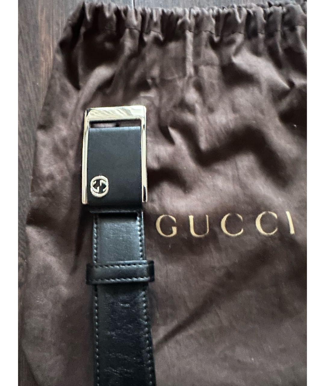 GUCCI Черный кожаный ремень, фото 2
