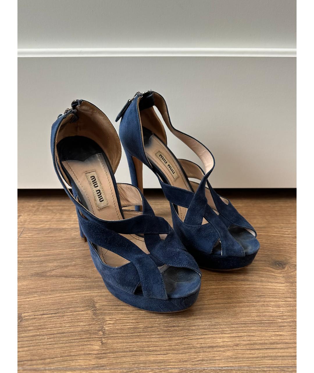 MIU MIU Синие замшевые туфли, фото 2