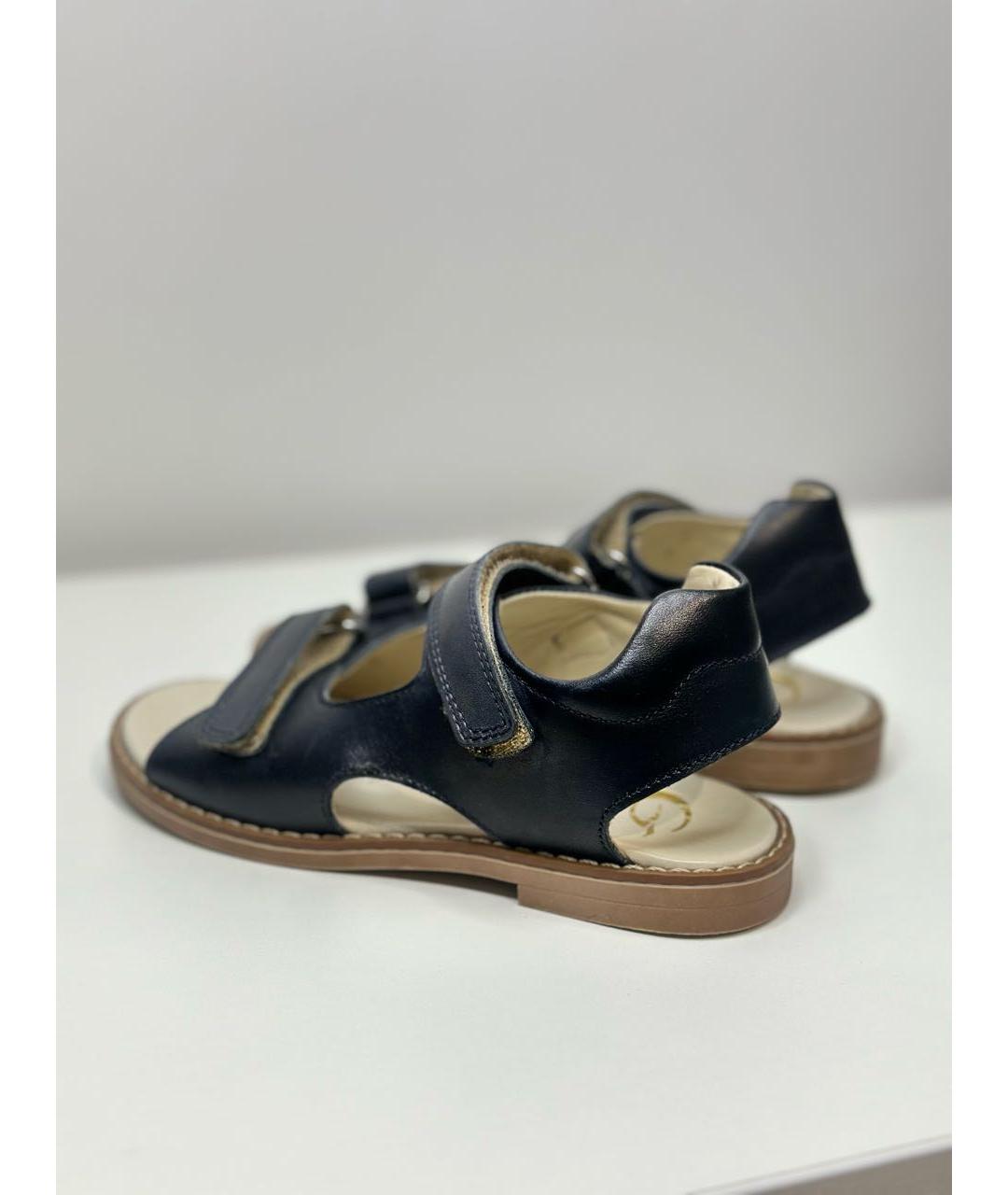 GALLUCCI KIDS Темно-синие кожаные сандалии и шлепанцы, фото 2