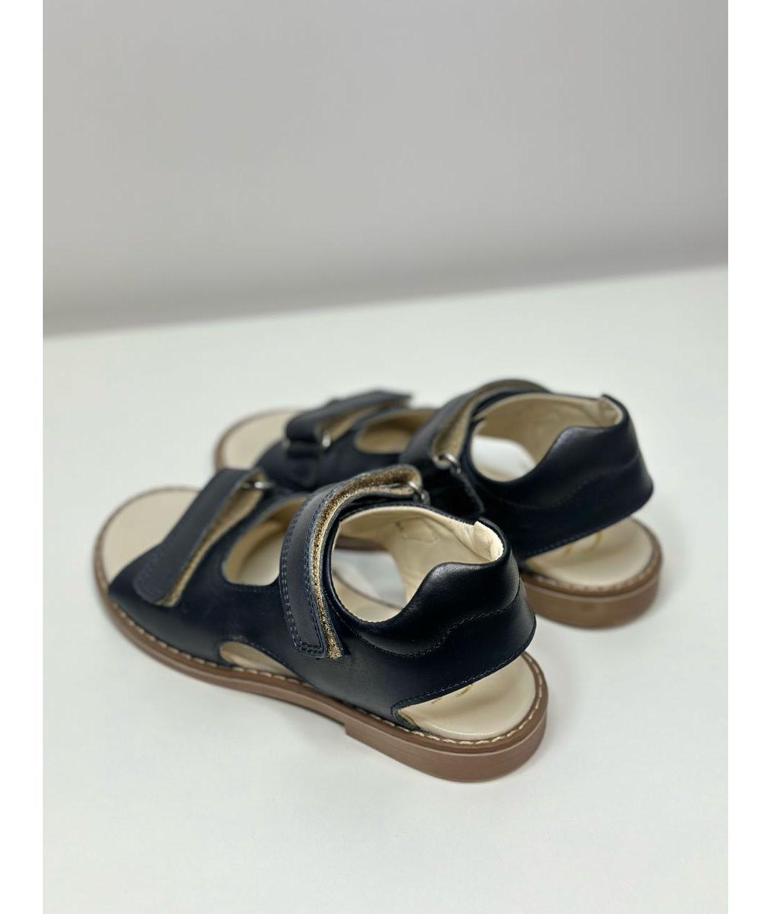 GALLUCCI KIDS Темно-синие кожаные сандалии и шлепанцы, фото 5