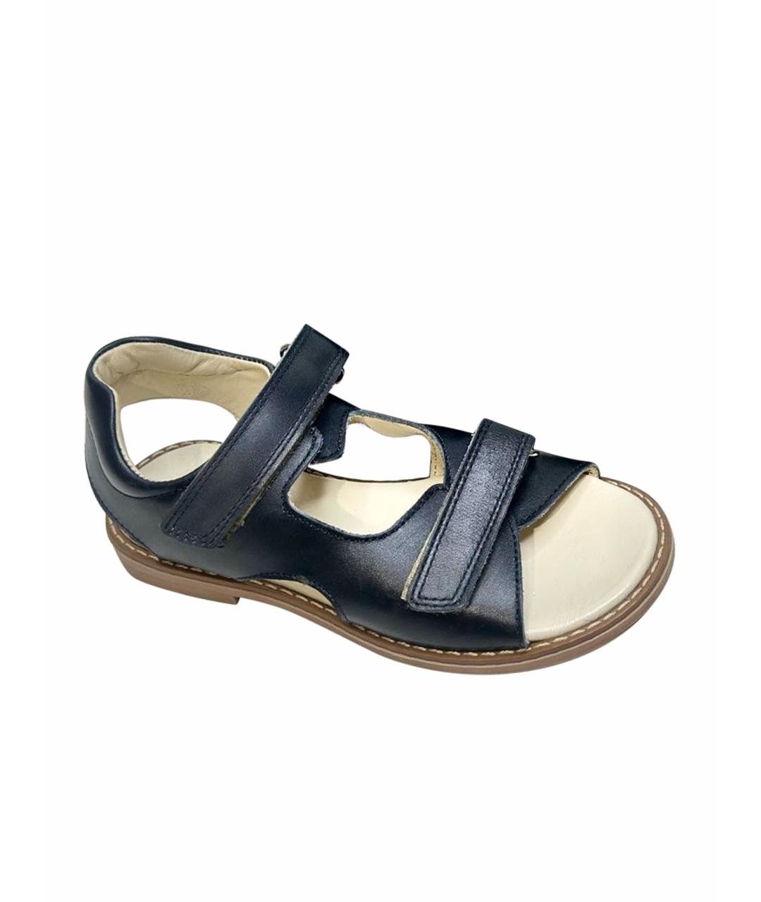 GALLUCCI KIDS Темно-синие кожаные сандалии и шлепанцы, фото 1