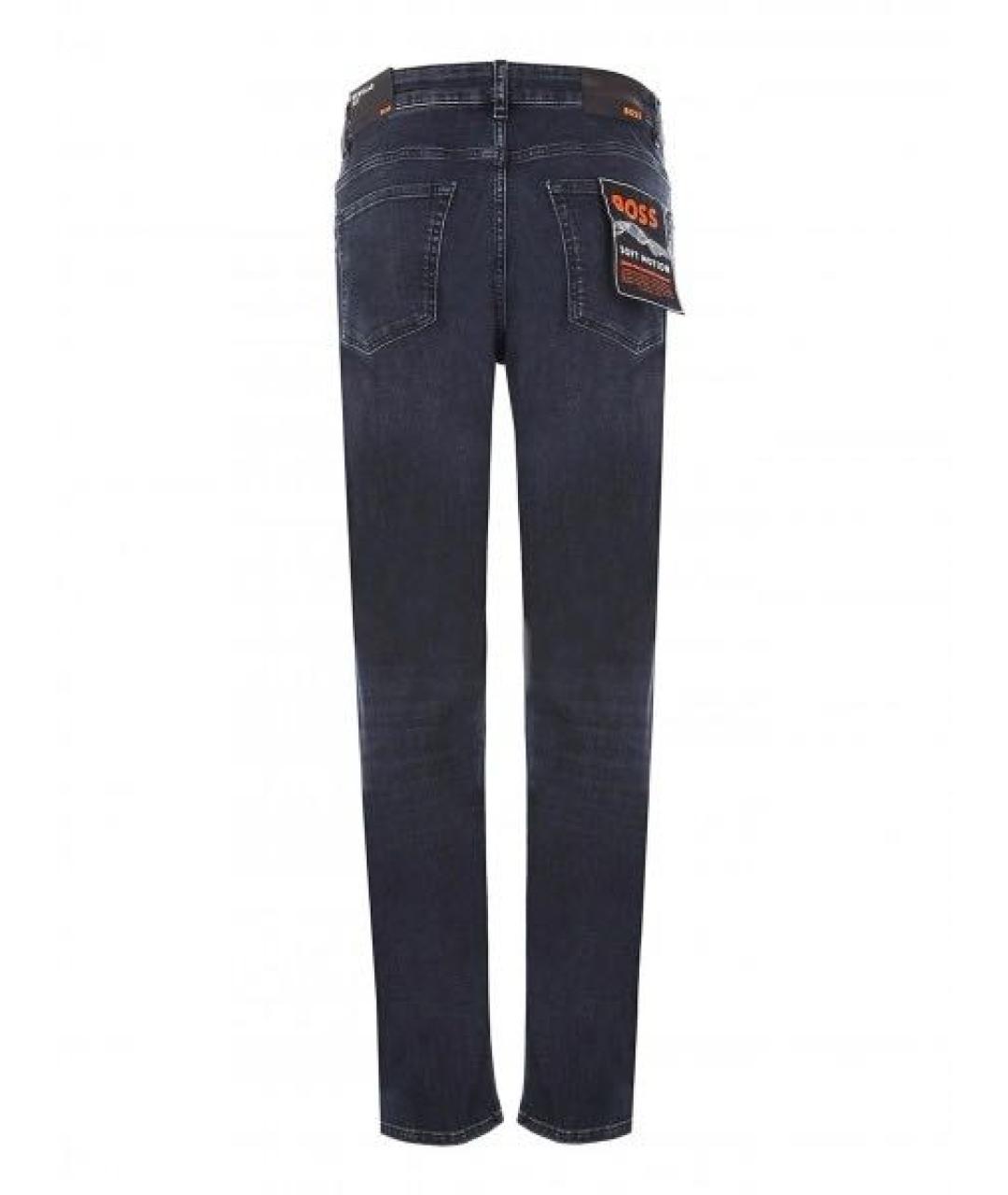 HUGO BOSS Темно-синие хлопко-эластановые прямые джинсы, фото 2