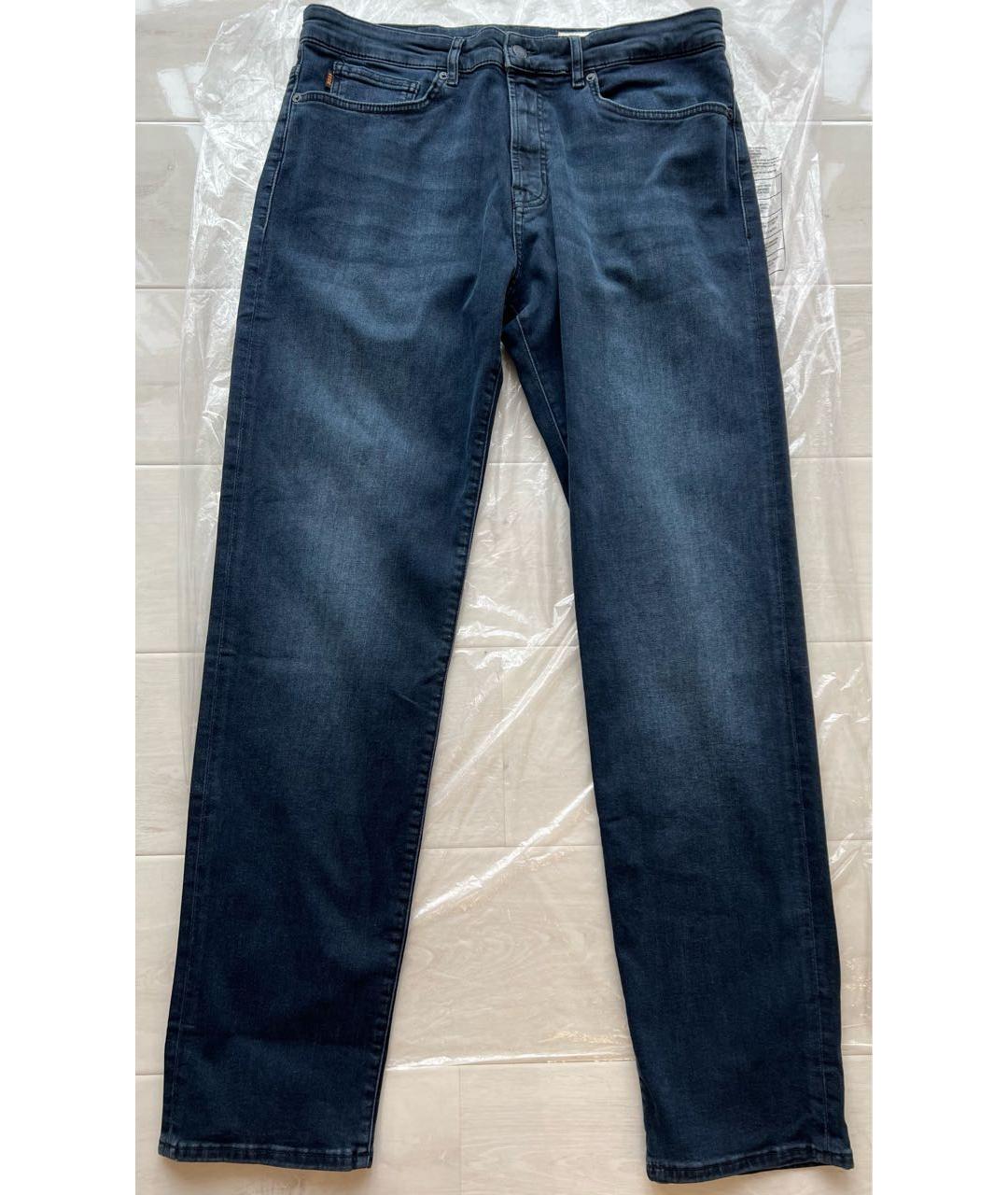 HUGO BOSS Темно-синие хлопко-эластановые прямые джинсы, фото 3