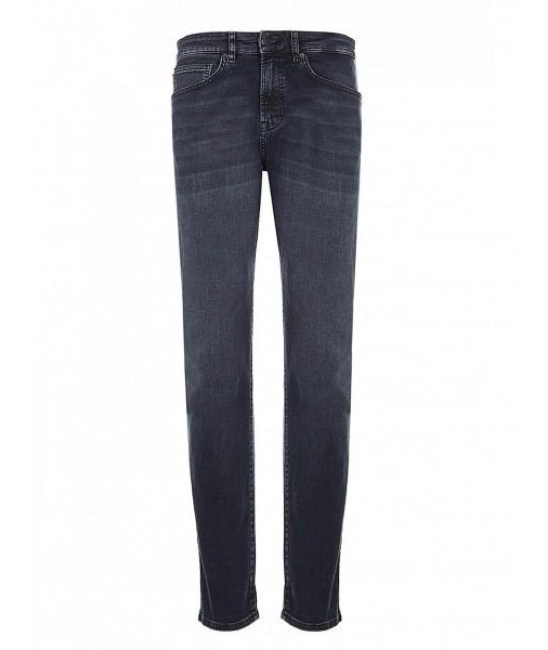 HUGO BOSS Темно-синие хлопко-эластановые прямые джинсы, фото 1
