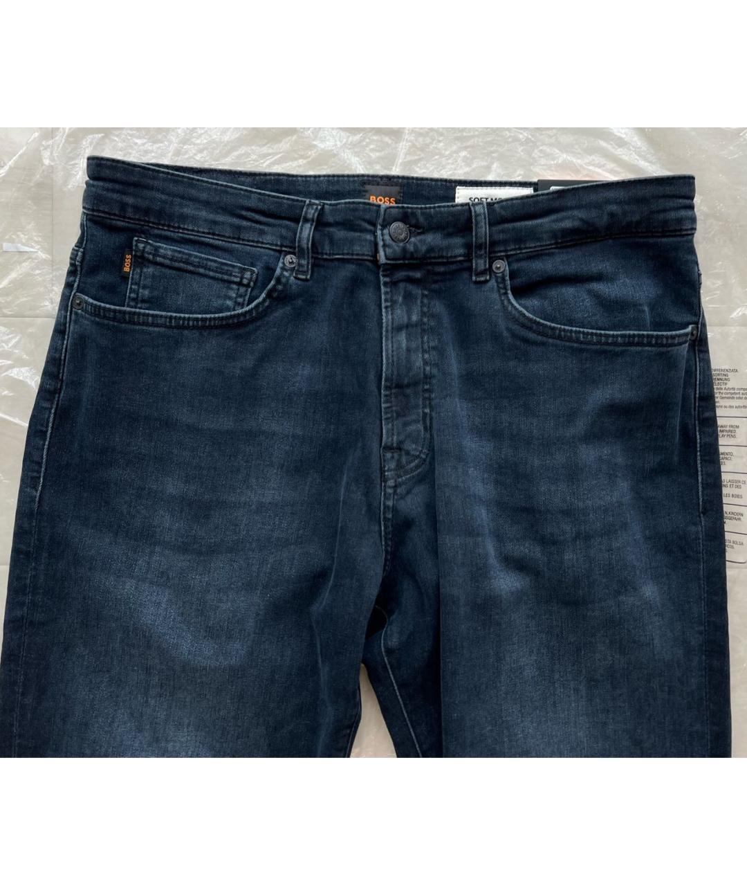 HUGO BOSS Темно-синие хлопко-эластановые прямые джинсы, фото 5