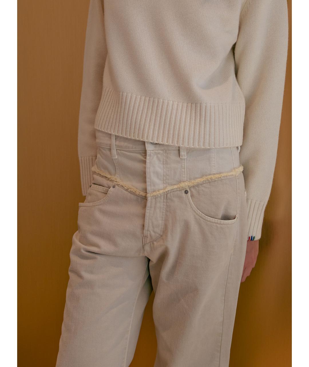 ISABEL MARANT Бежевые хлопковые прямые джинсы, фото 2
