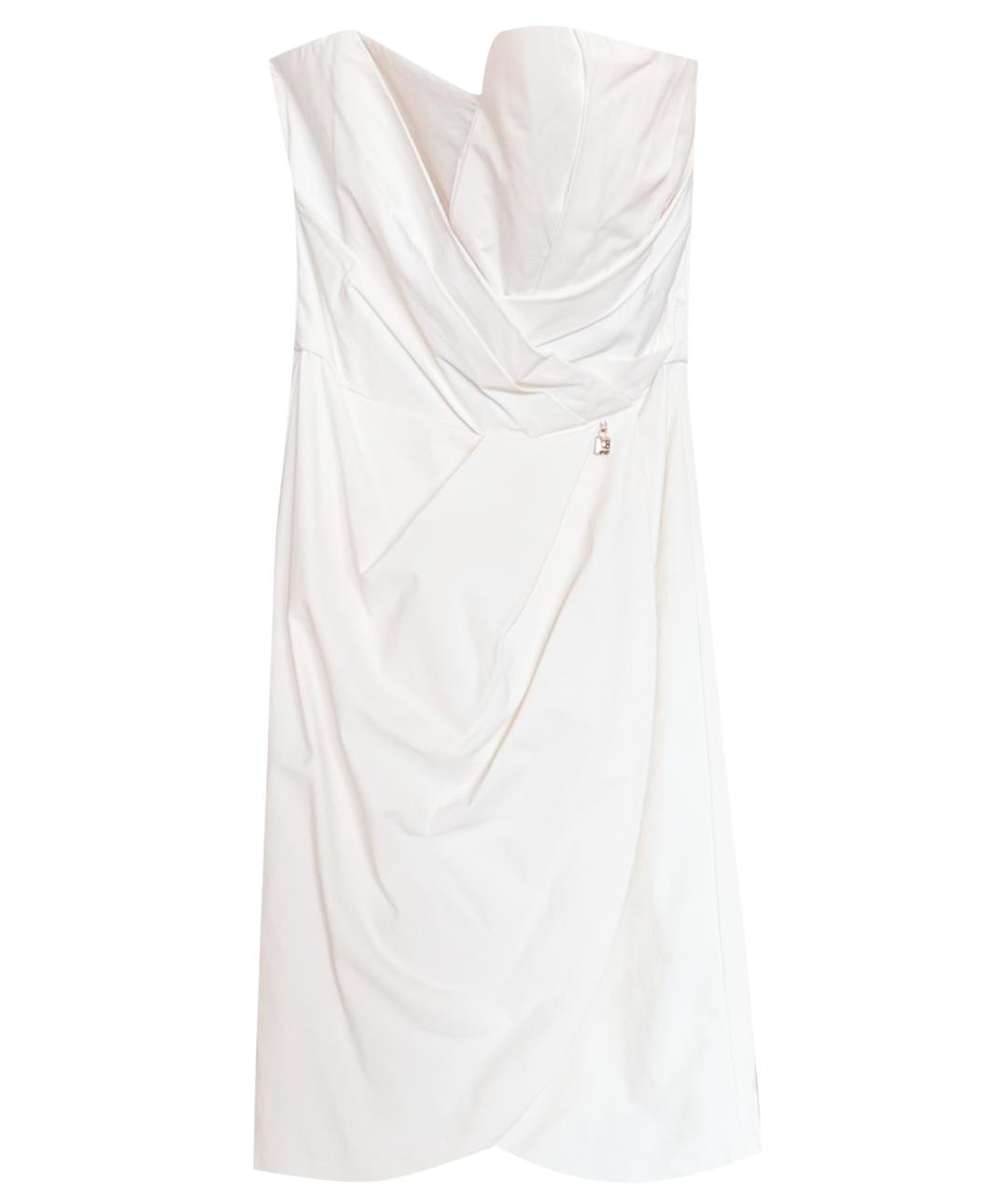 ELISABETTA FRANCHI Белое полиэстеровое коктейльное платье, фото 1