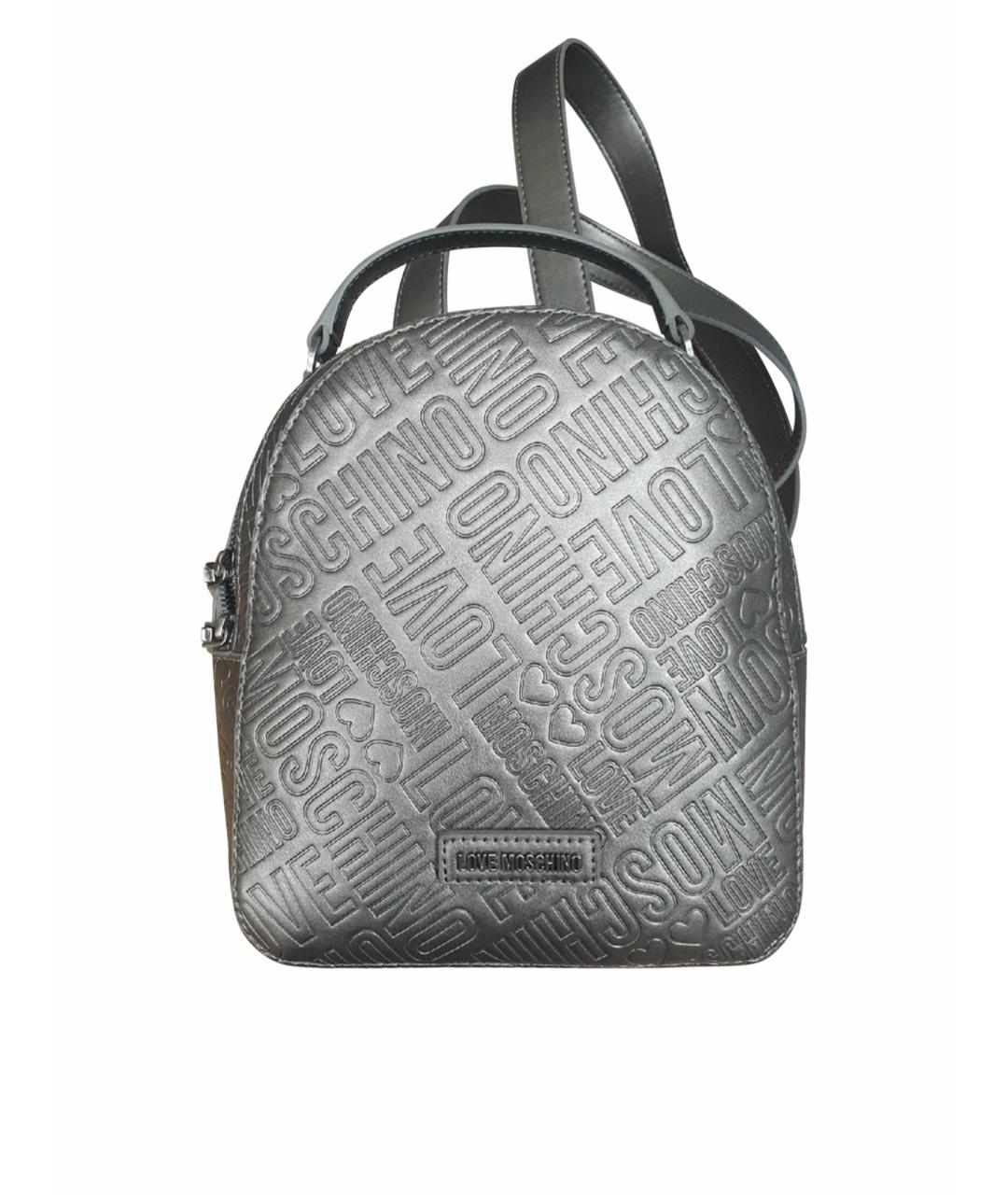 LOVE MOSCHINO Серебрянный кожаный рюкзак, фото 1