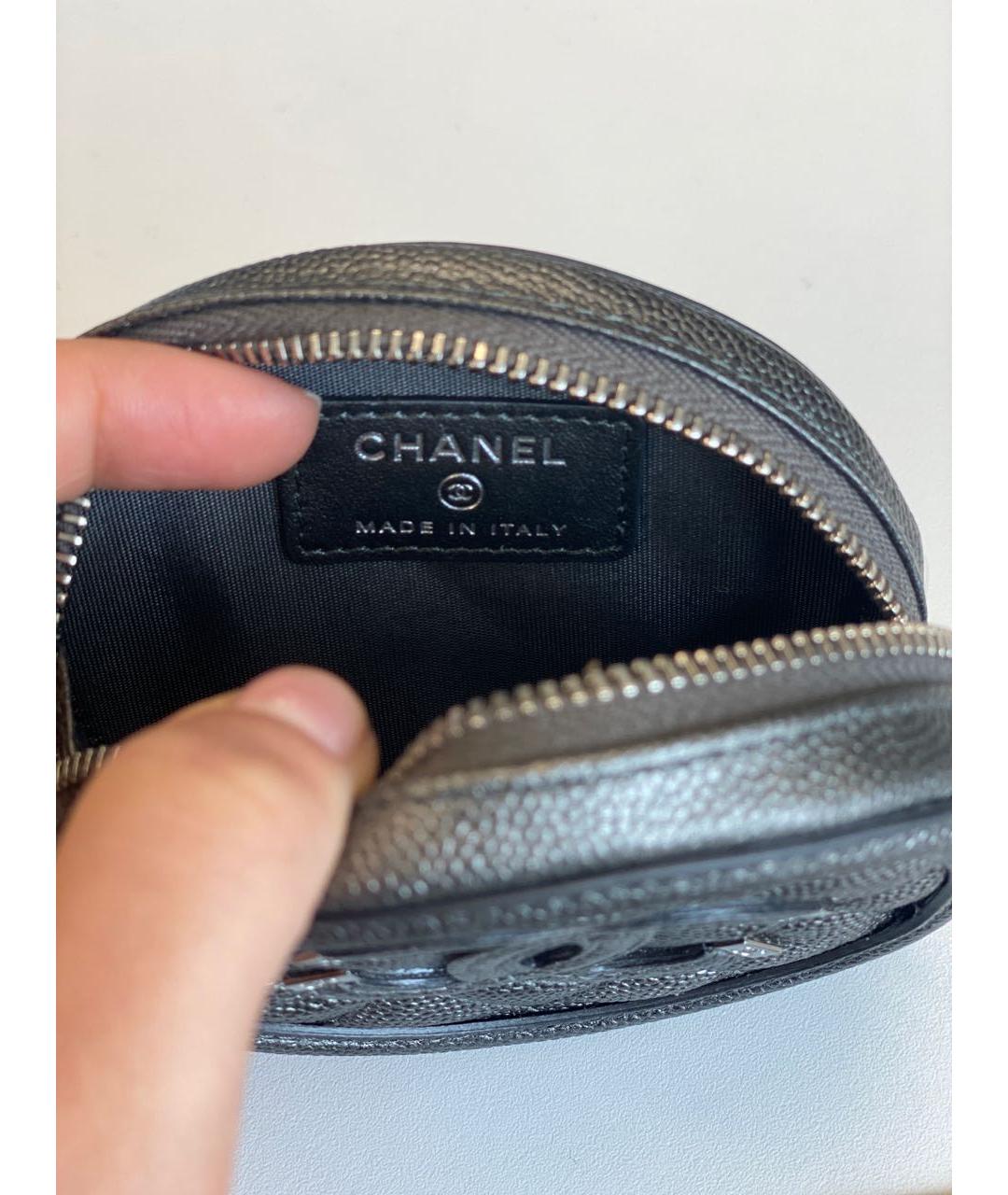 CHANEL PRE-OWNED Антрацитовый кожаный кошелек, фото 4