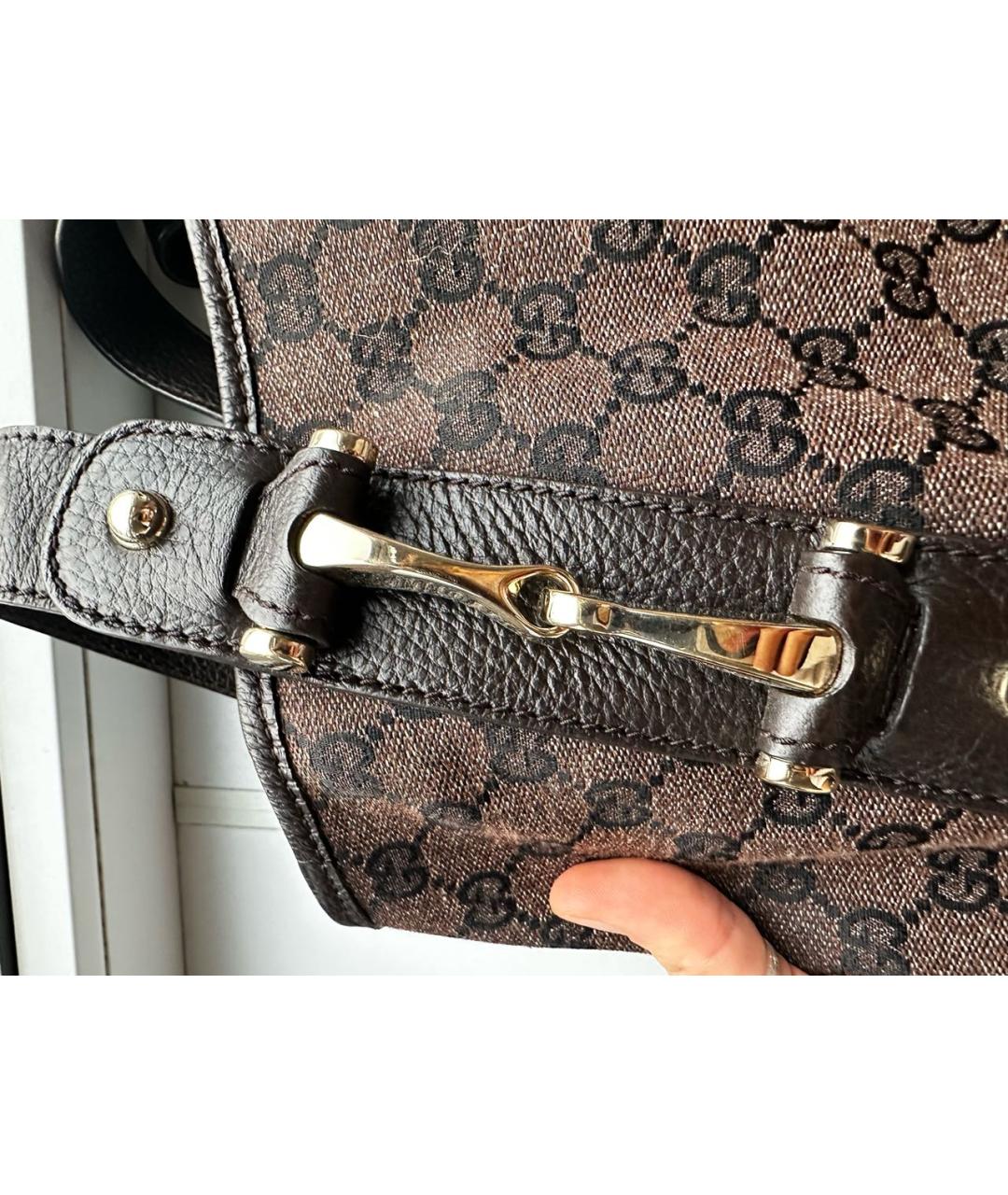 GUCCI Коричневая кожаная сумка тоут, фото 7