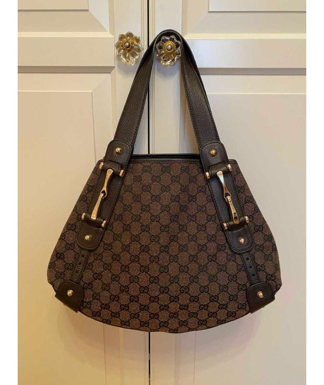 GUCCI Коричневая кожаная сумка тоут, фото 8