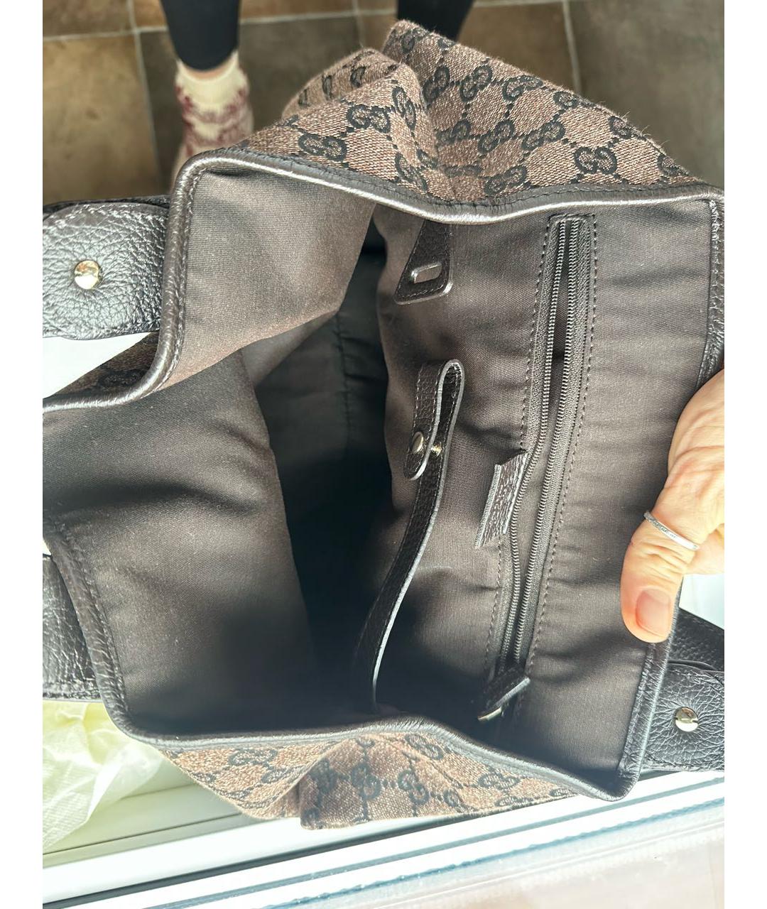 GUCCI Коричневая кожаная сумка тоут, фото 5