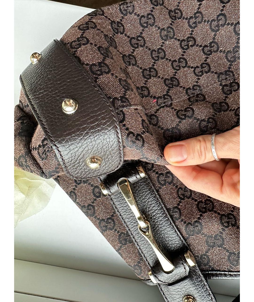 GUCCI Коричневая кожаная сумка тоут, фото 6