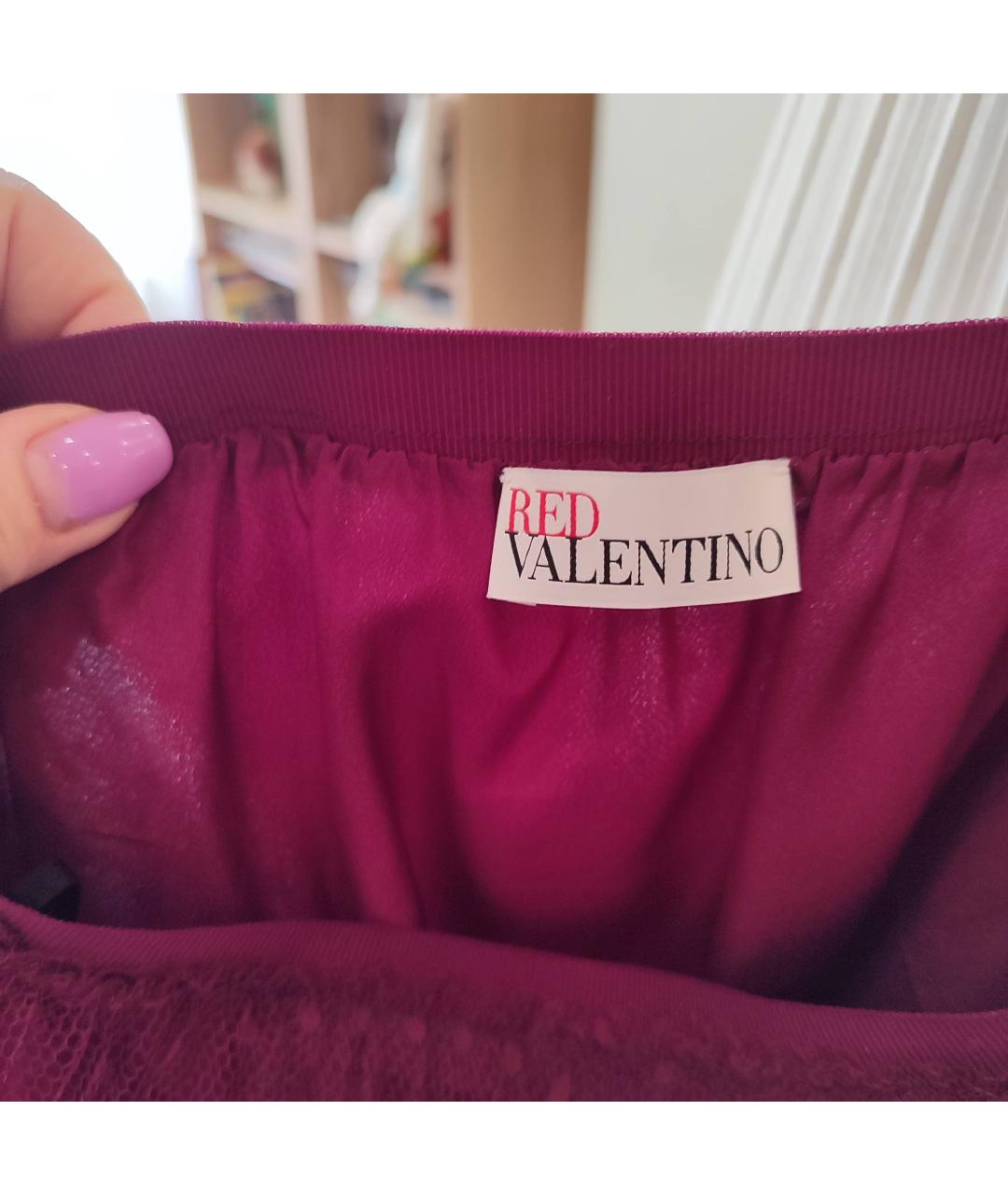 RED VALENTINO Бордовая юбка миди, фото 6