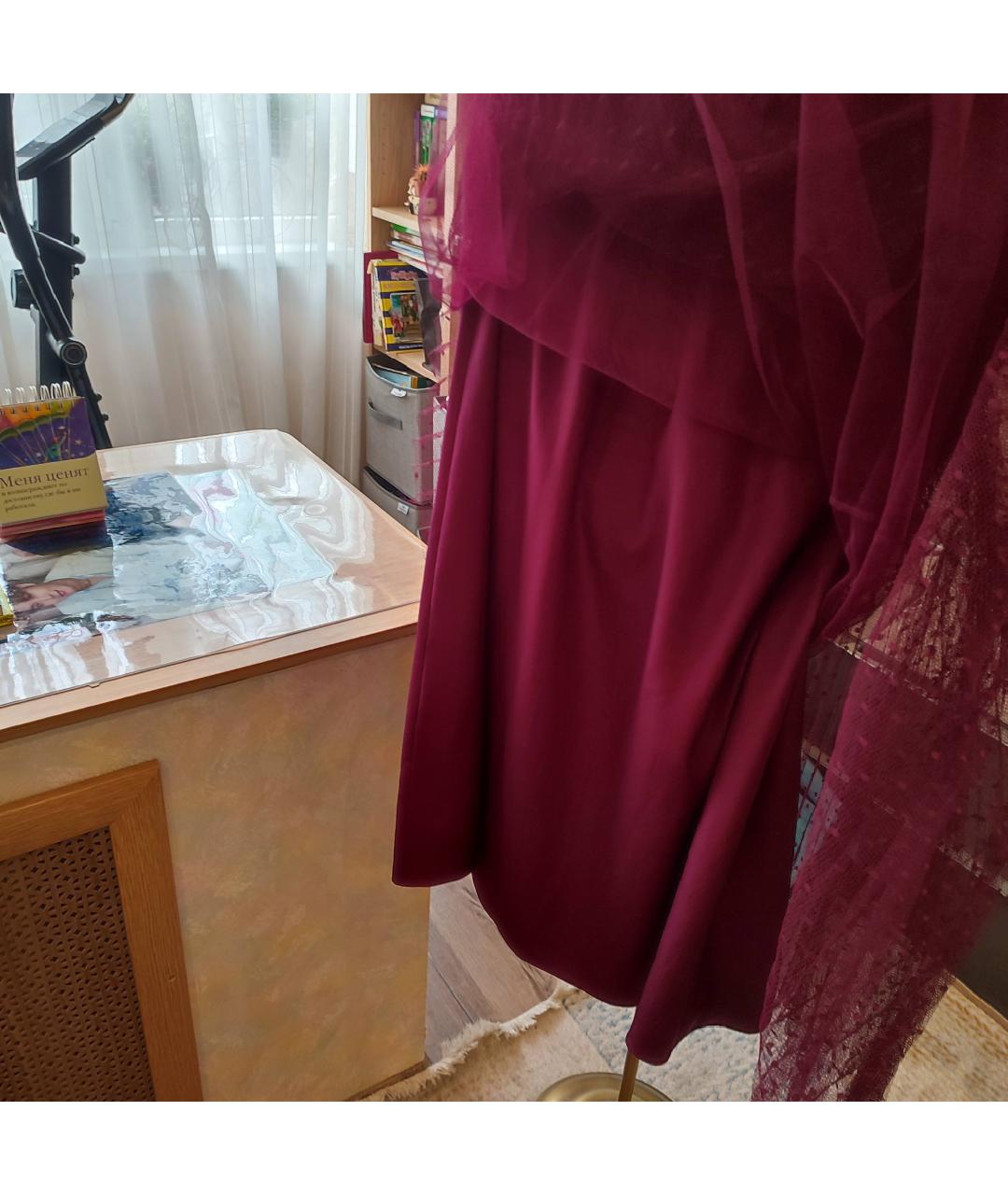 RED VALENTINO Бордовая юбка миди, фото 7