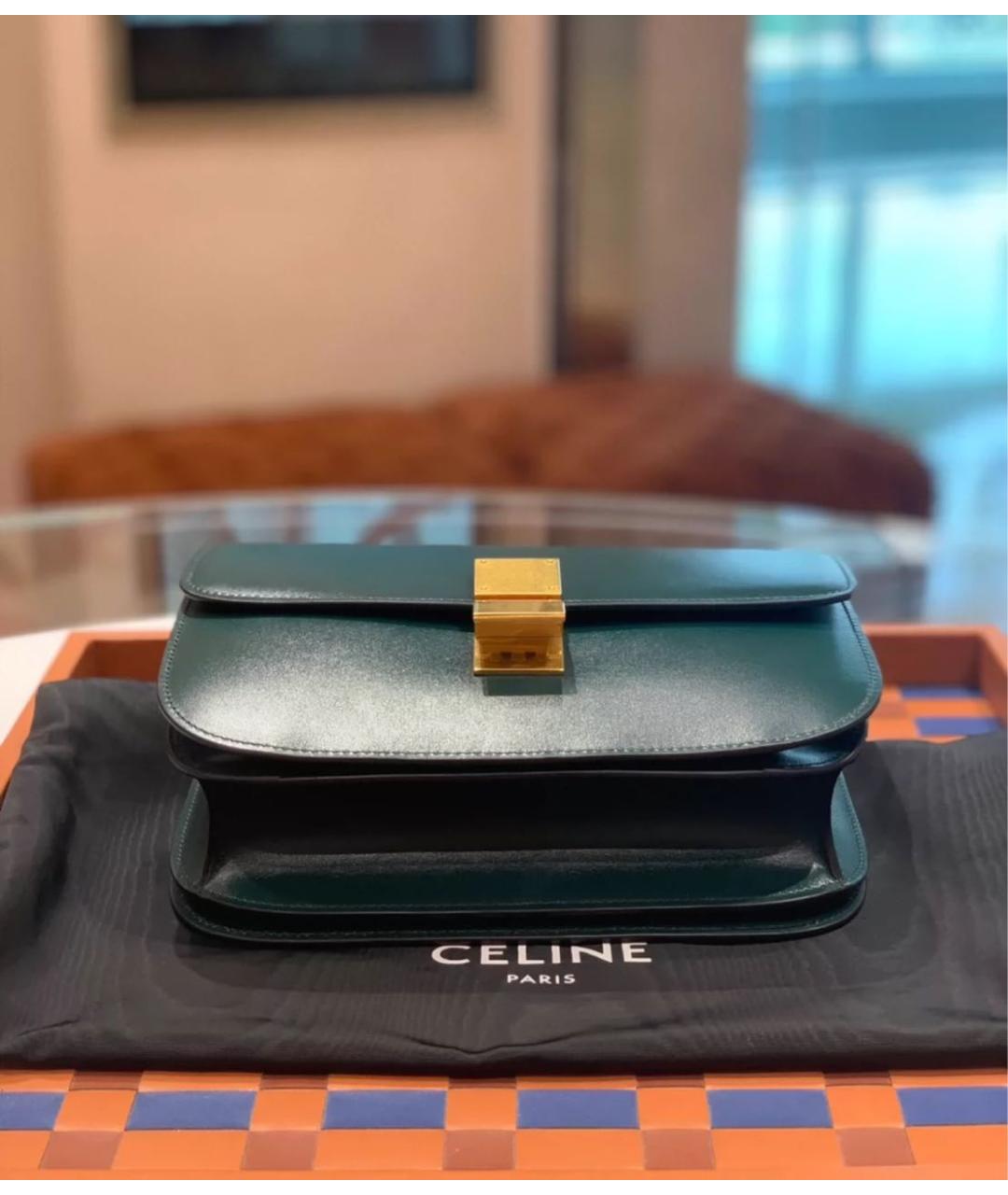 CELINE PRE-OWNED Зеленая кожаная сумка через плечо, фото 4