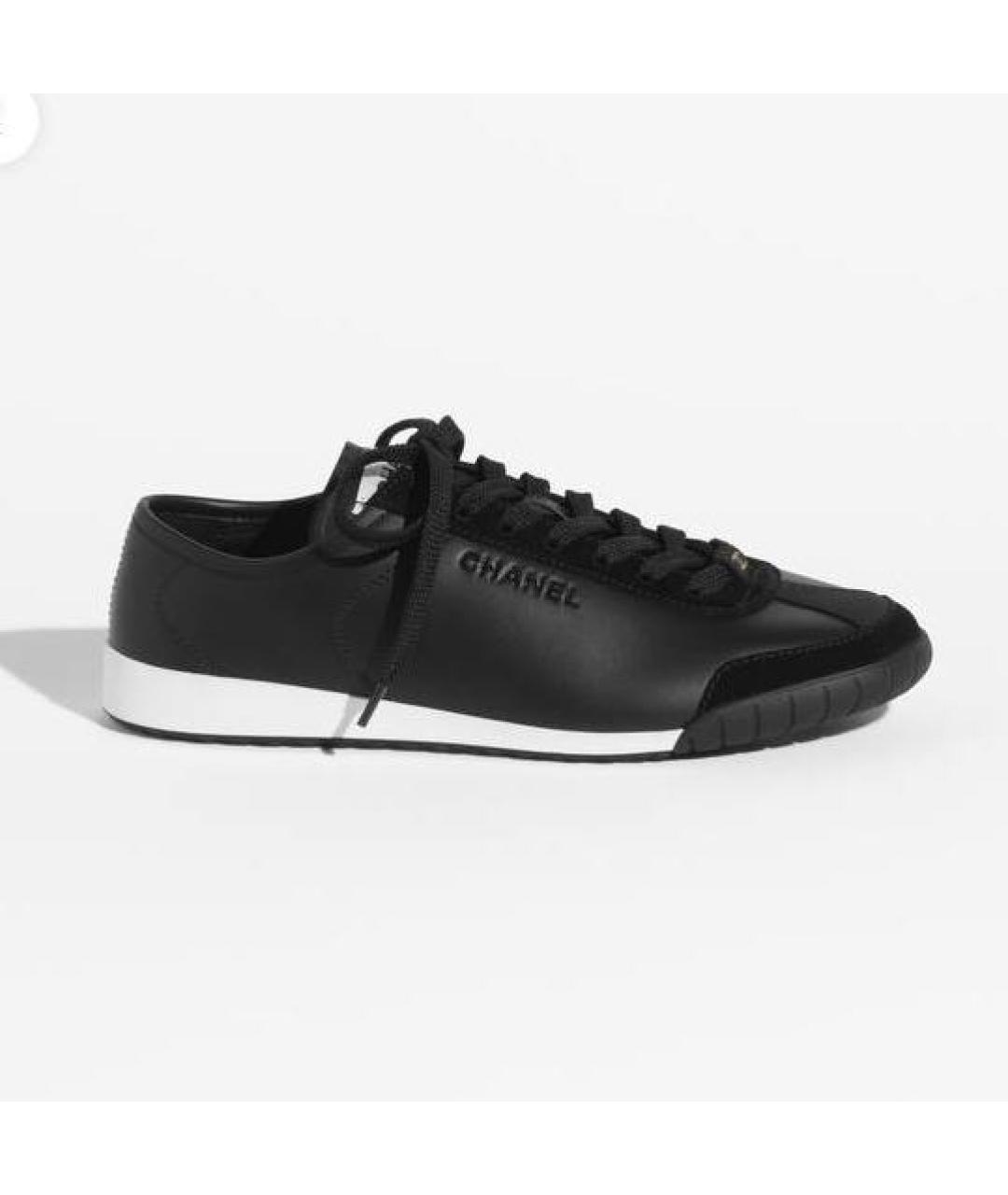 CHANEL PRE-OWNED Черные кожаные кроссовки, фото 2