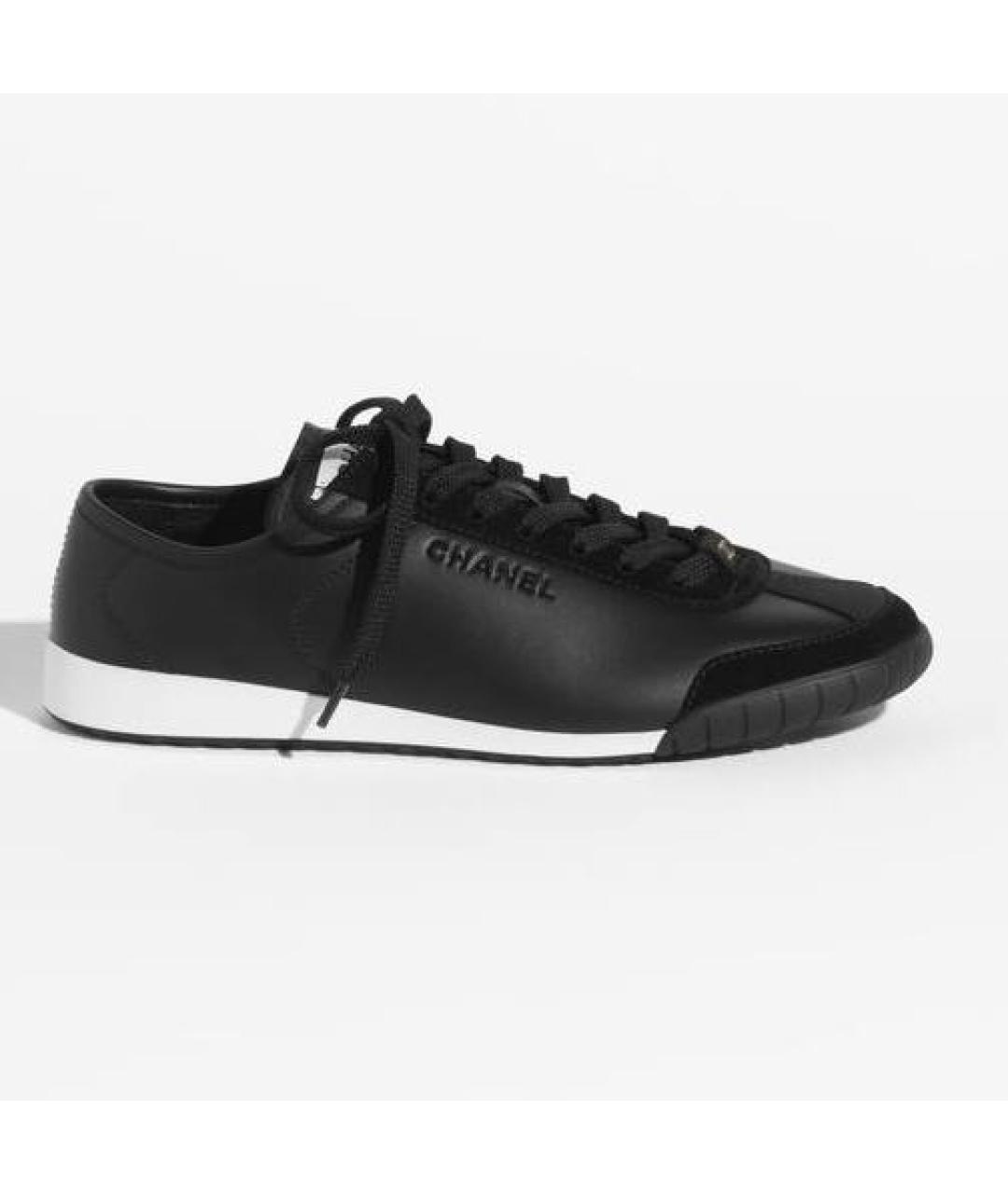 CHANEL PRE-OWNED Черные кожаные кроссовки, фото 1