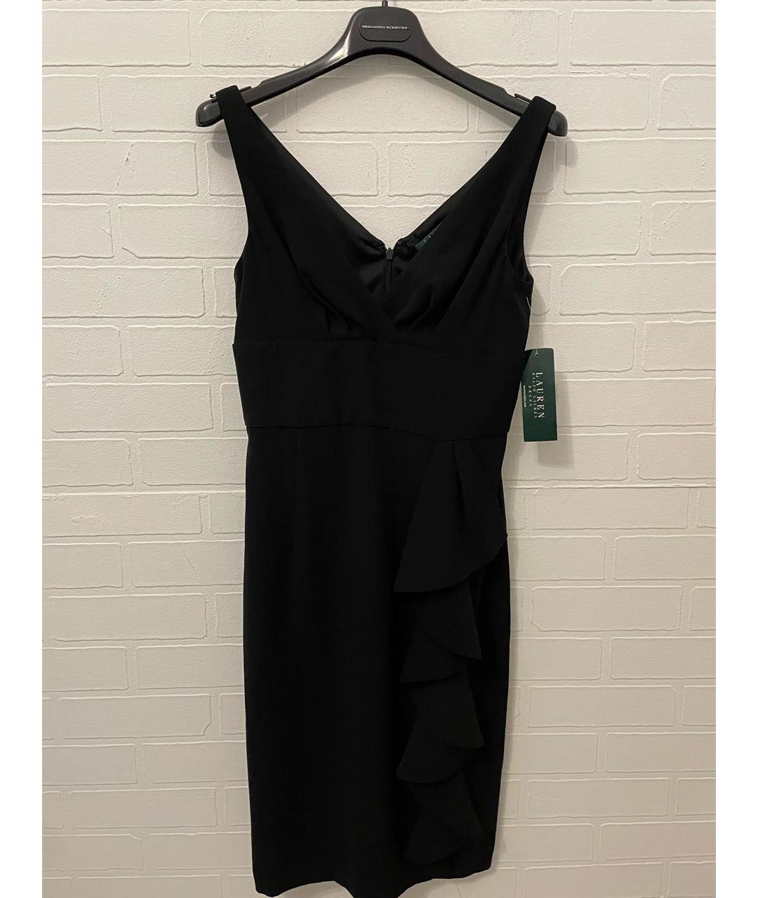RALPH LAUREN Черное полиэстеровое вечернее платье, фото 8