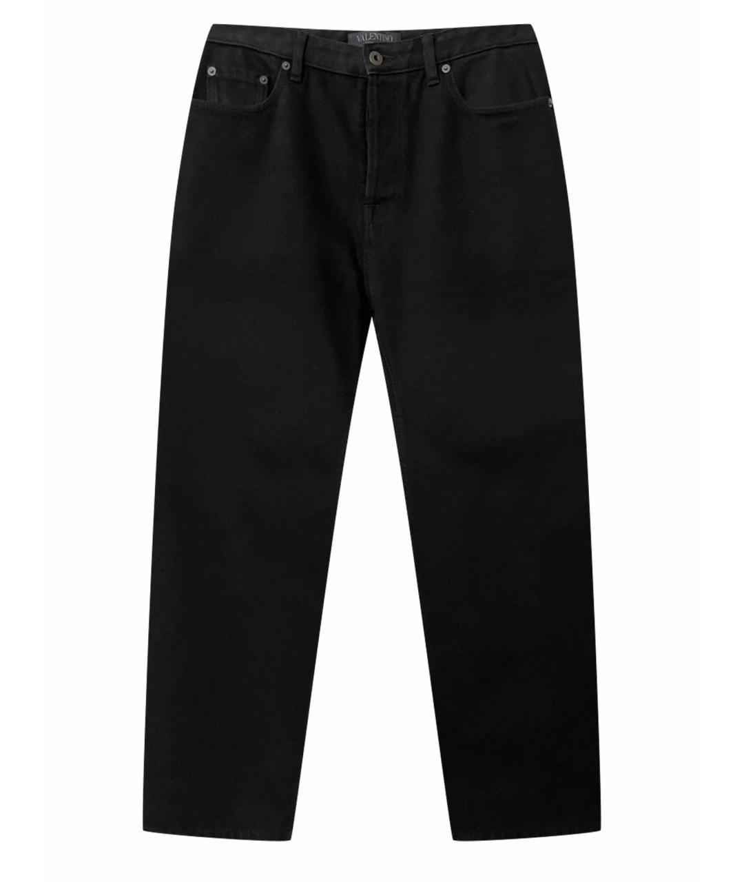VALENTINO Черные хлопко-полиэстеровые прямые джинсы, фото 1