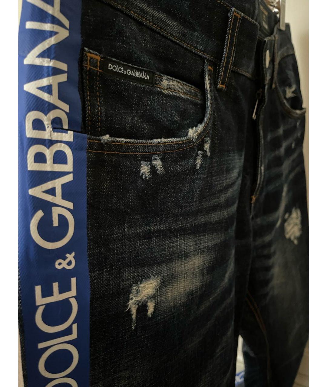 DOLCE&GABBANA Темно-синие хлопковые джинсы скинни, фото 3