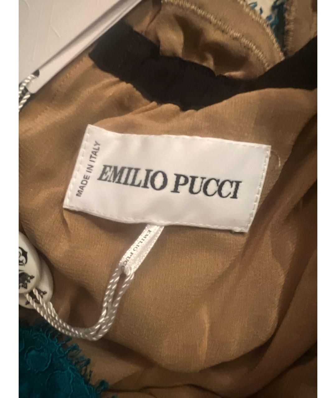 EMILIO PUCCI Бирюзовое кружевное вечернее платье, фото 3