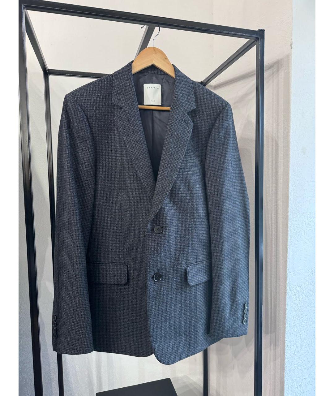 SANDRO Серый шерстяной пиджак, фото 7