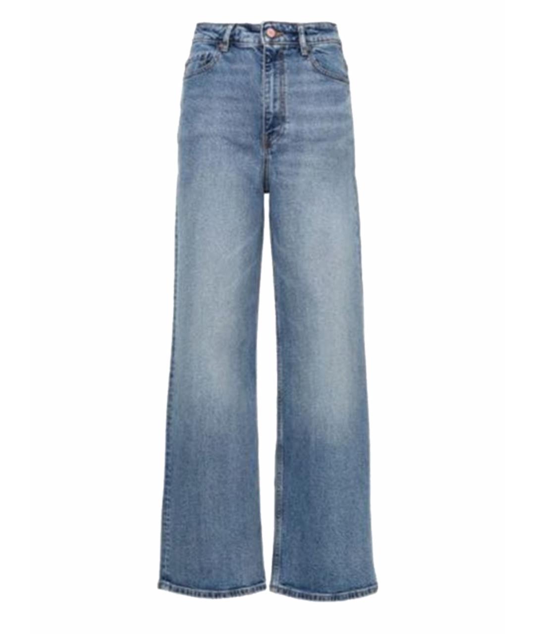 GANNI Синие хлопко-полиэстеровые прямые джинсы, фото 1