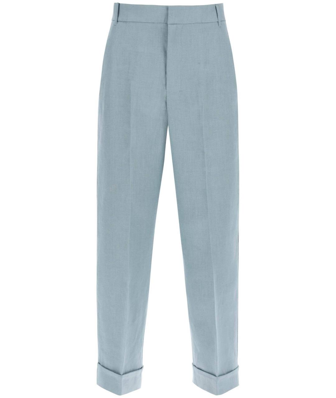 'S MAX MARA Голубые льняные прямые брюки, фото 1