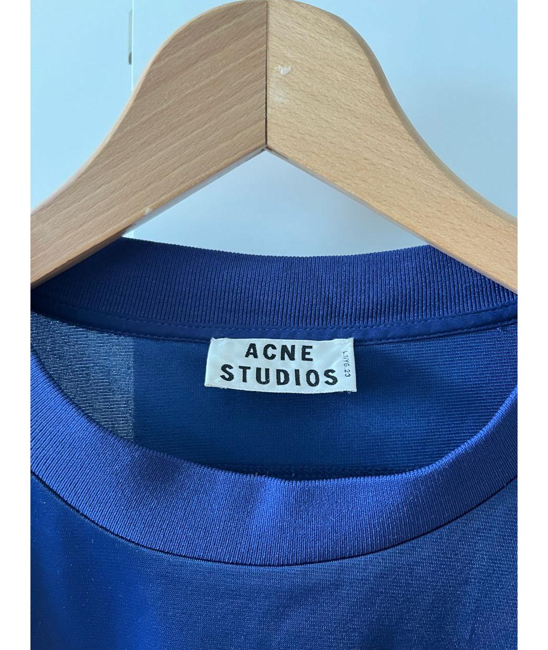 ACNE STUDIOS Темно-синяя полиэстеровая футболка, фото 5