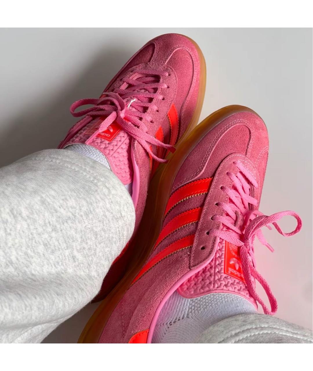 ADIDAS Розовые замшевые кроссовки, фото 3