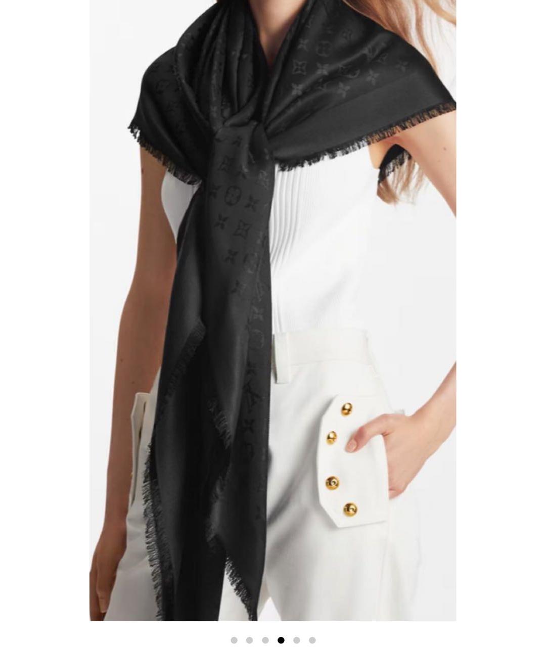 LOUIS VUITTON PRE-OWNED Черный кашемировый платок, фото 4