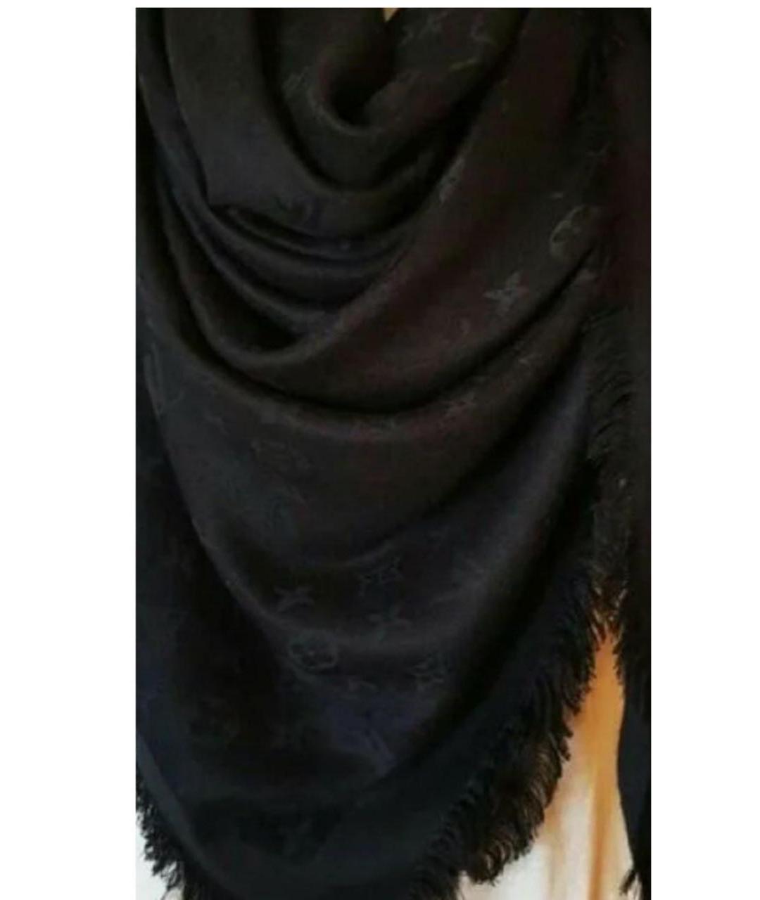 LOUIS VUITTON PRE-OWNED Черный кашемировый платок, фото 2