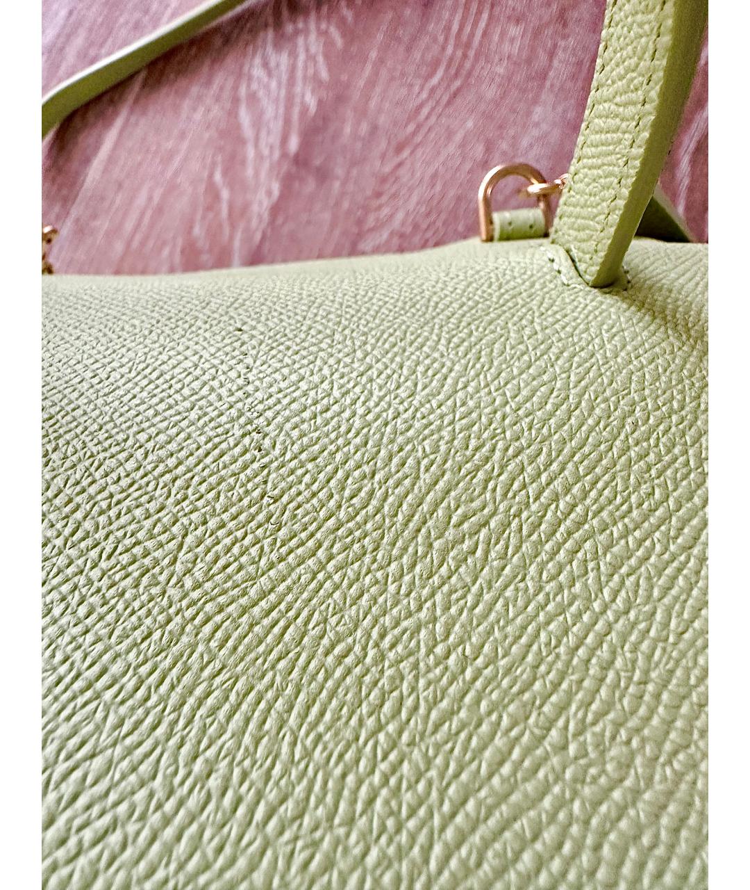 CELINE PRE-OWNED Зеленая кожаная сумка через плечо, фото 5