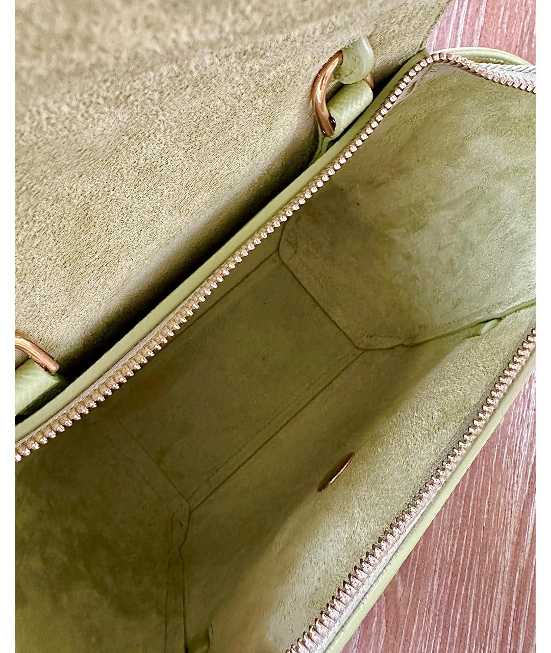 CELINE PRE-OWNED Зеленая кожаная сумка через плечо, фото 3
