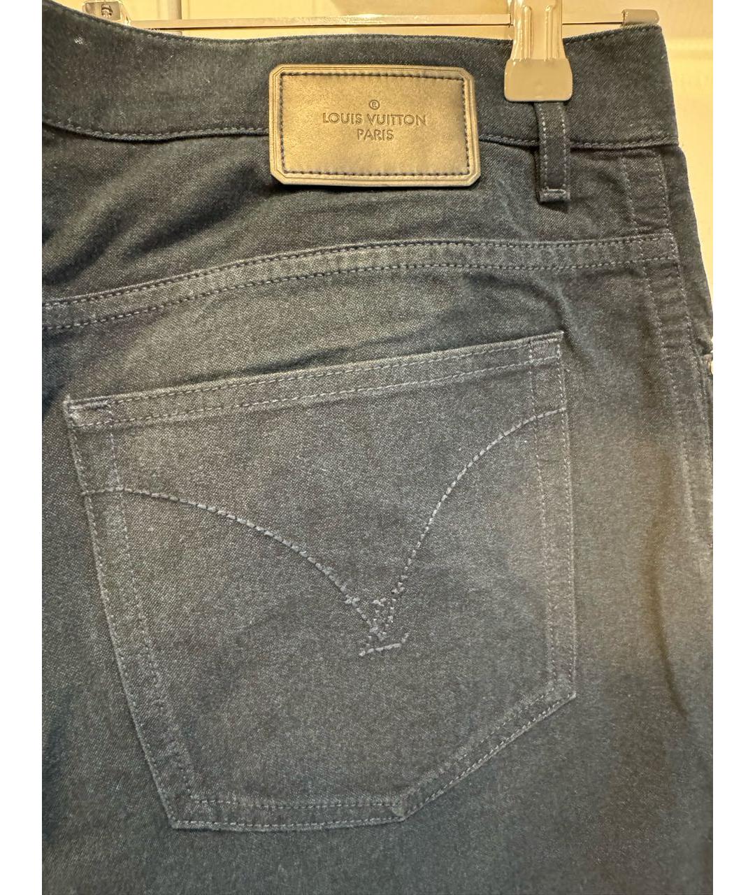 LOUIS VUITTON PRE-OWNED Темно-синие хлопковые джинсы скинни, фото 3