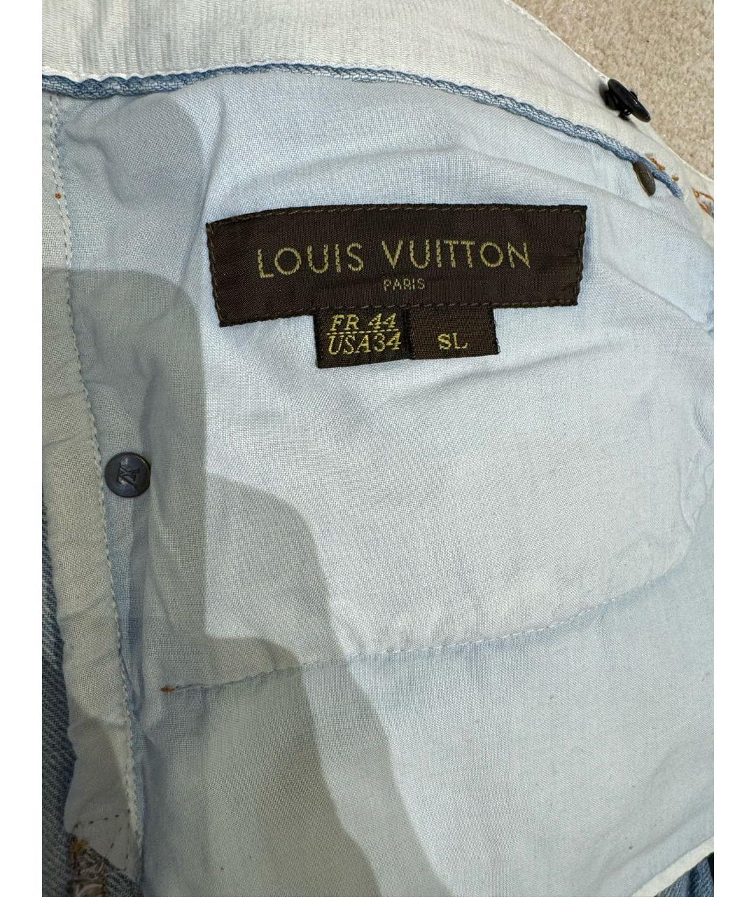 LOUIS VUITTON Голубые хлопковые джинсы скинни, фото 6