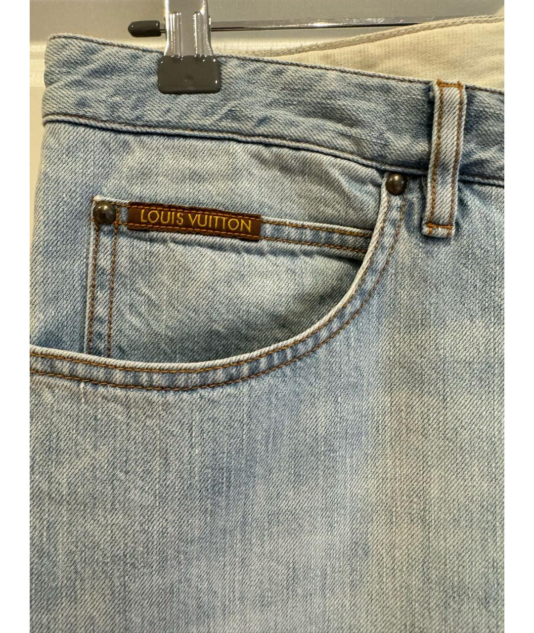 LOUIS VUITTON PRE-OWNED Голубые хлопковые джинсы скинни, фото 5