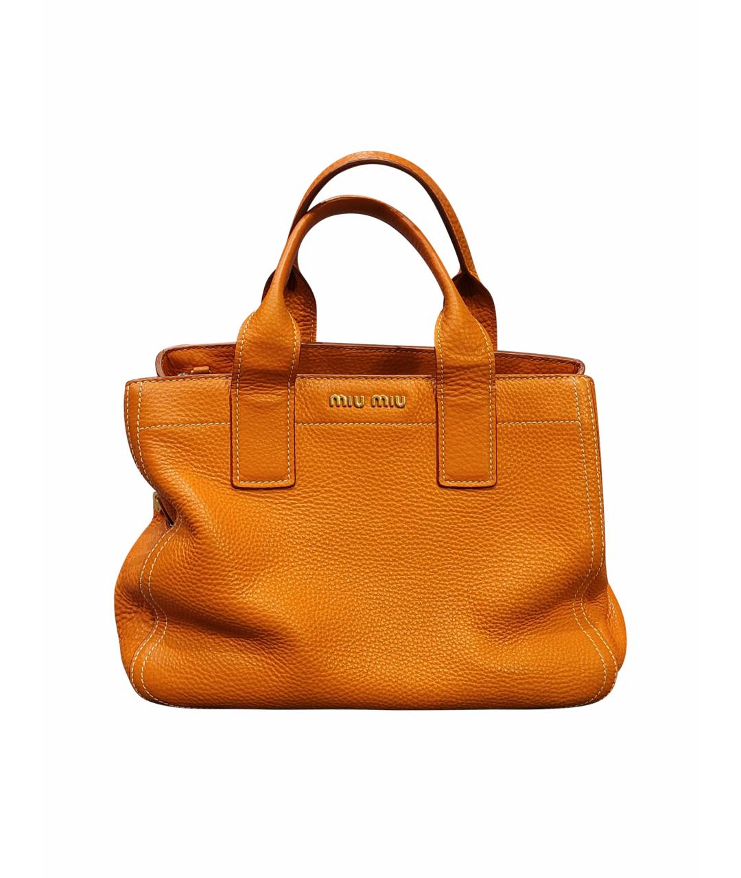 MIU MIU Оранжевая кожаная сумка тоут, фото 1
