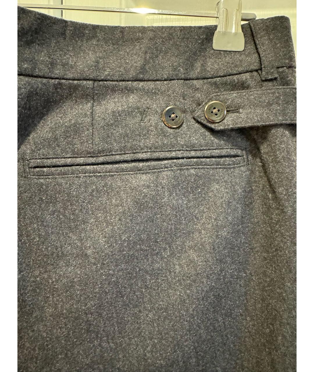 LOUIS VUITTON PRE-OWNED Антрацитовые шерстяные брюки чинос, фото 4