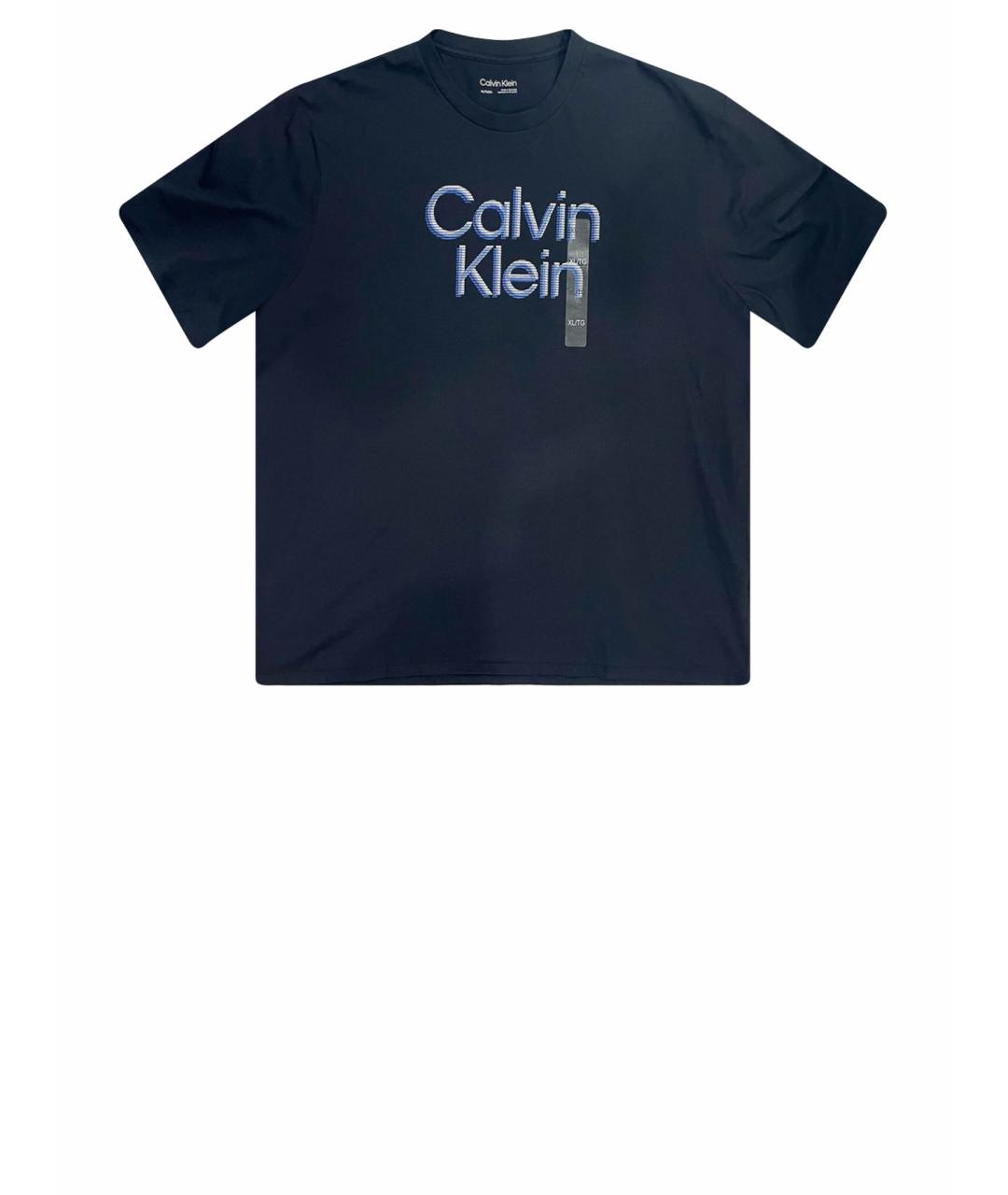 CALVIN KLEIN Темно-синяя хлопковая футболка, фото 1