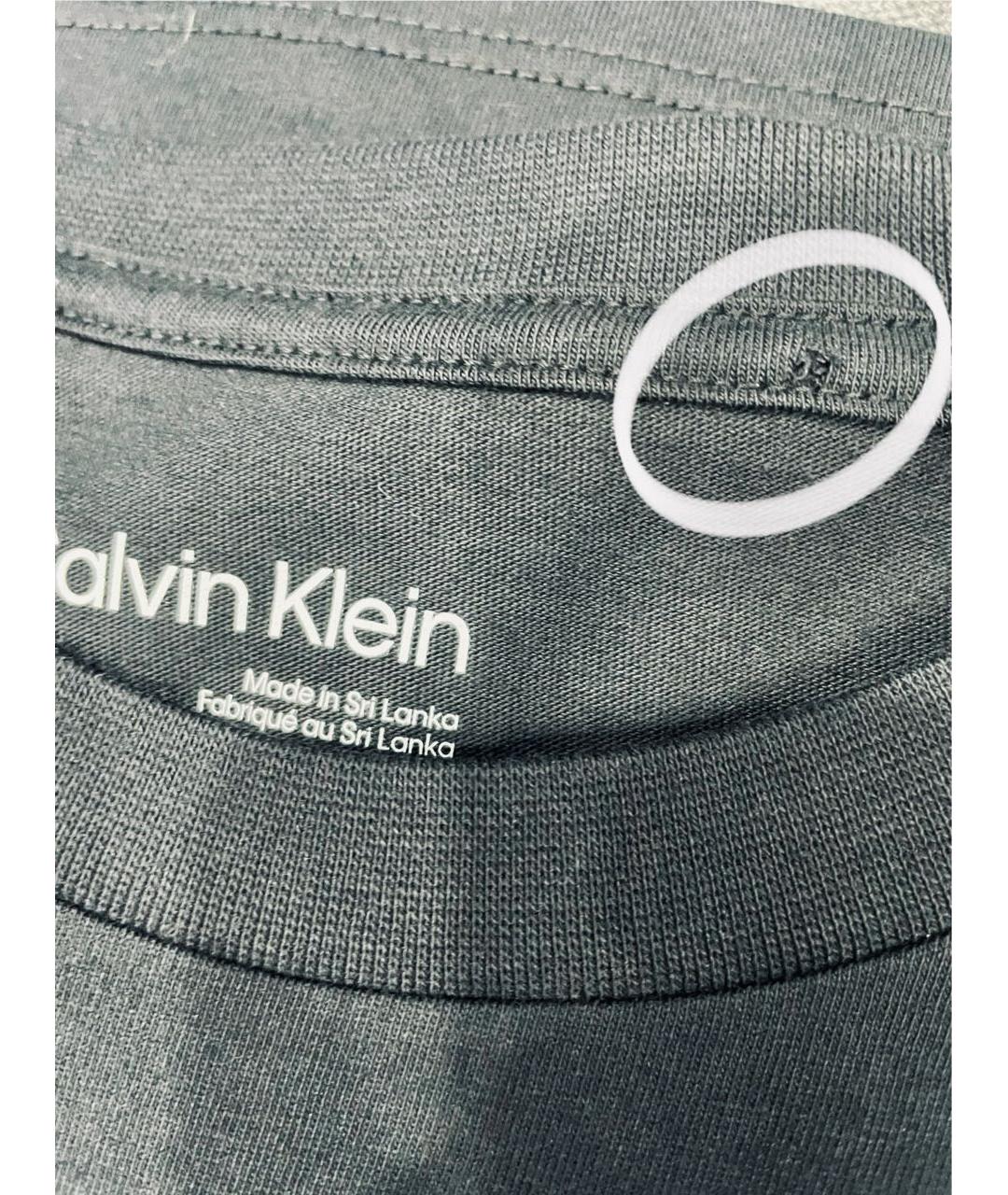 CALVIN KLEIN Темно-синяя хлопковая футболка, фото 4