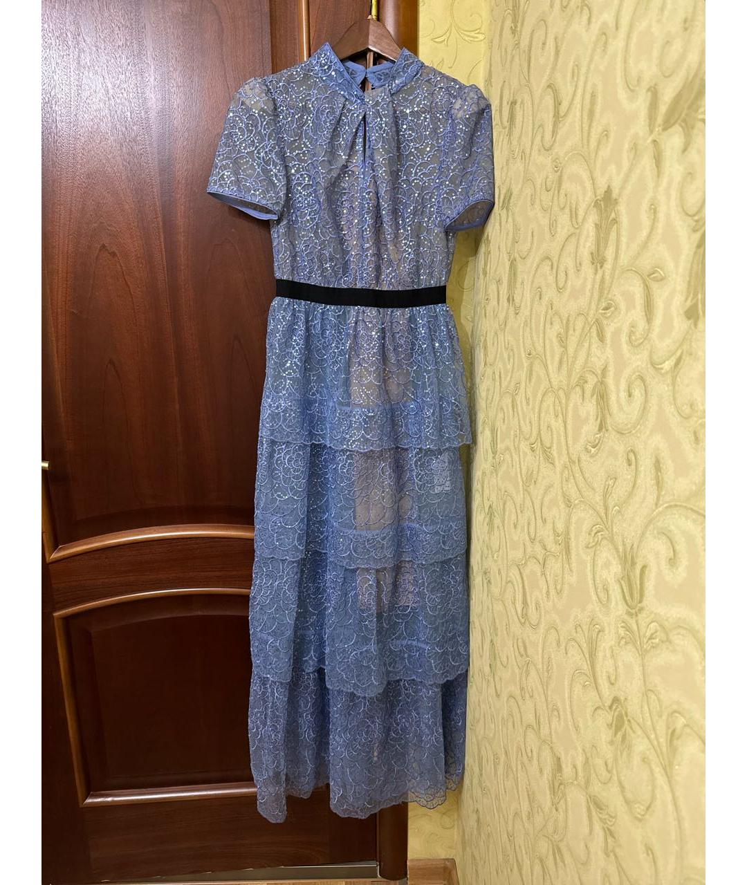 SELF-PORTRAIT Голубое полиэстеровое вечернее платье, фото 5