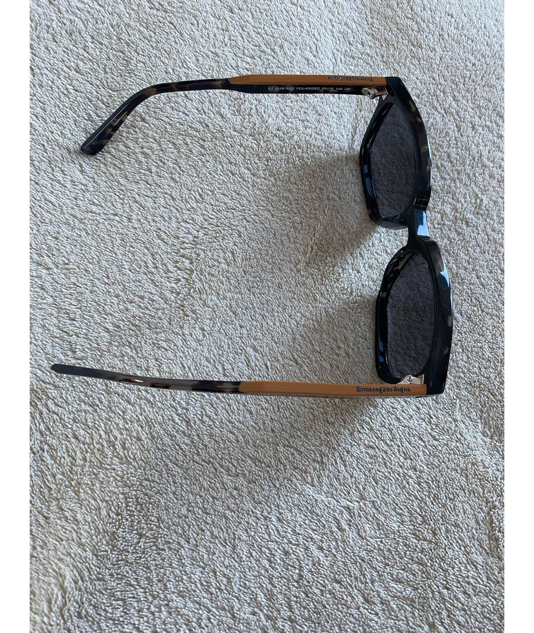ERMENEGILDO ZEGNA Коричневые пластиковые солнцезащитные очки, фото 2