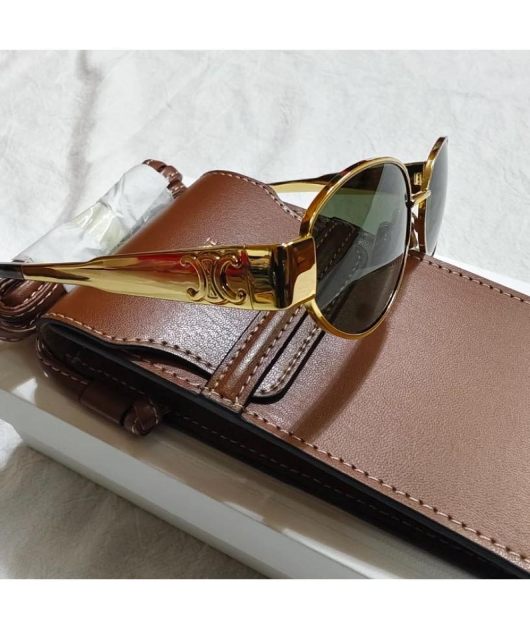 CELINE Золотые металлические солнцезащитные очки, фото 5