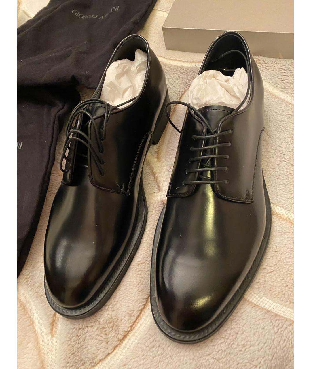 GIORGIO ARMANI Черные кожаные низкие ботинки, фото 3